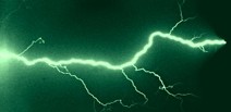 A green horizontal lightning bolt