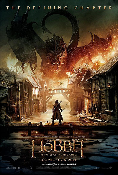 The Comic-Con poster featuring Smaug attacking Lake-town, with Bard standing in front, bow in hand
