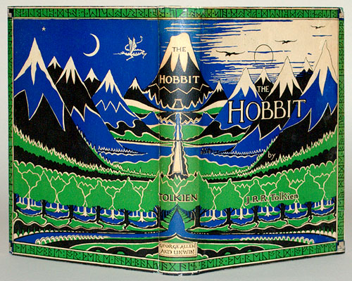 The dust jacket of a first edition copy of The Hobbit